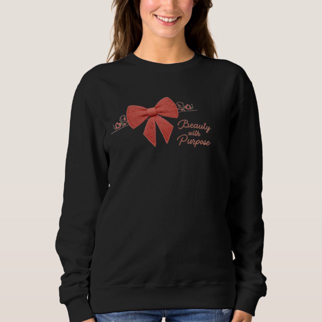 Sweatshirt Red Bow with Roses "Beauty with Purpose" Sweatshir (Devant)