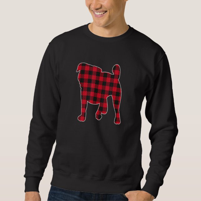 Sweatshirt Red Buffalo Plaid Carlin Chien Noël Correspondant  (Devant)