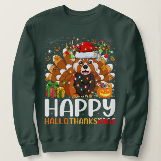 Sweatshirt Red Panda illuminations de Noël Santa Hat Pajamas 