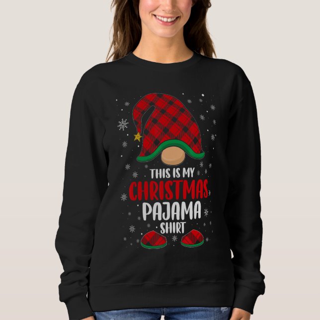Sweatshirt Red Plaid Hat Gnome Cute Christmas Day Apparel (Devant)