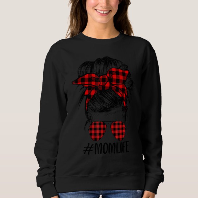 Sweatshirt Red Plaid Plaid Maman Vie Mère Bun Chaussures de s (Devant)