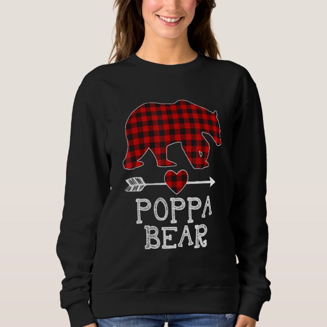 Sweatshirt Red Plaid Poppa Ours Correspondant Pyjama Famille  (Devant)