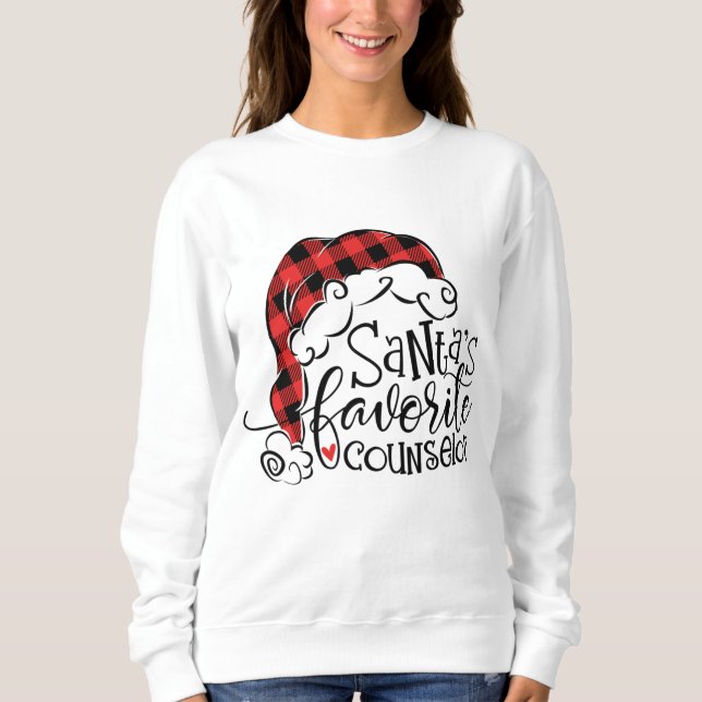 Sweatshirt Red Plaid Santas Conseiller préféré Santa Hat Chri (Devant)
