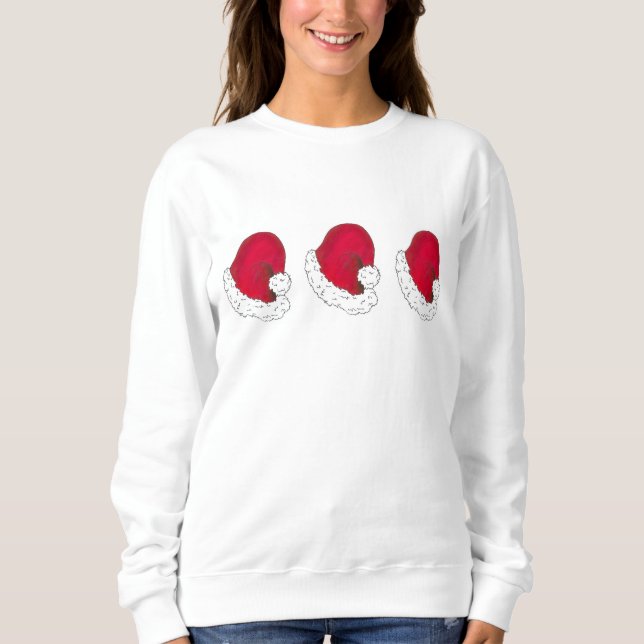 Sweatshirt Red Santa Claus Casquettes Joyeux Noël (Devant)