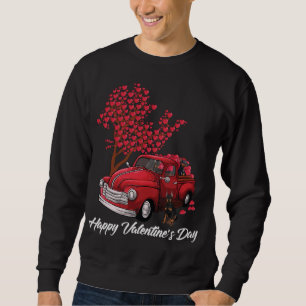 Sweatshirt Red Truck Happy Valentines Day Dobermann coeur chi