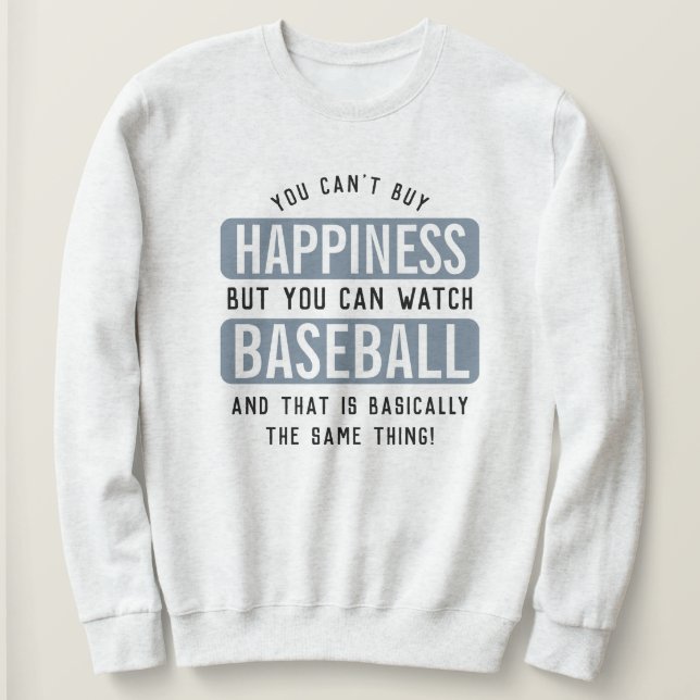 Sweatshirt Regarder le baseball est le bonheur Drôle Baseball (Design devant)