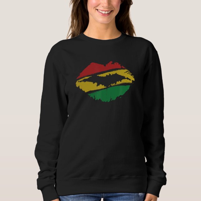 Sweatshirt Reggae Music Jamaica Kissing Lips Flag Rastafari R (Devant)