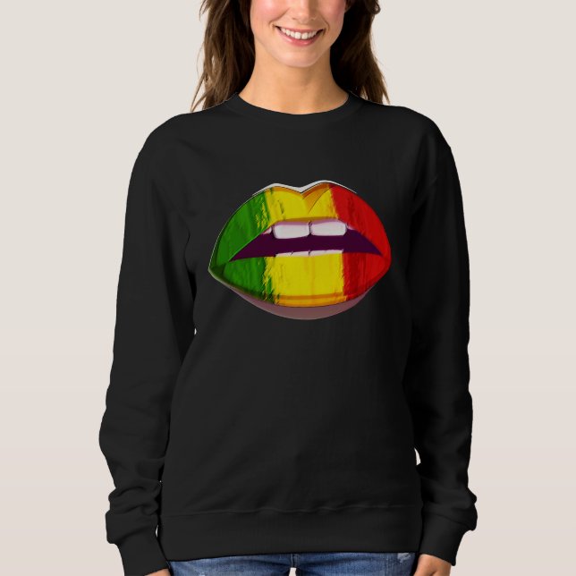 Sweatshirt Reggae Music Jamaica Kissing Lips Flag Rastafari R (Devant)