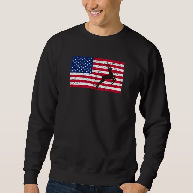 Sweatshirt Reindeer Patriotic American Flag (Devant)