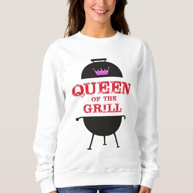 Sweatshirt Reine Du Grill, Rouge Couronne Rose (Devant)