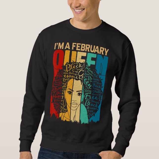 Sweatshirt Reines Février Anniversaire Black Women Afro Ameri (Devant)