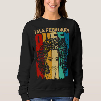Sweatshirt Reines Février Anniversaire Black Women Afro Ameri