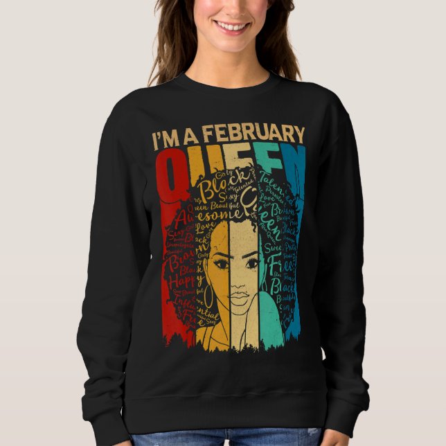 Sweatshirt Reines Février Anniversaire Black Women Afro Ameri (Devant)