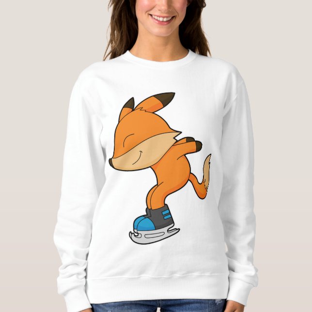 Sweatshirt Renard au patinage sur glace avec patins sur glace (Devant)