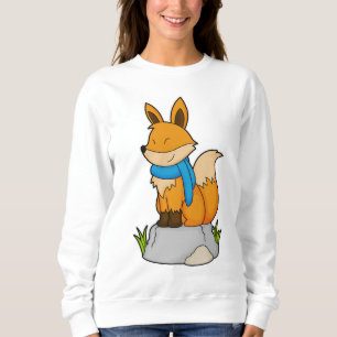 Sweatshirt Renard avec Écharpe sur Rocher
