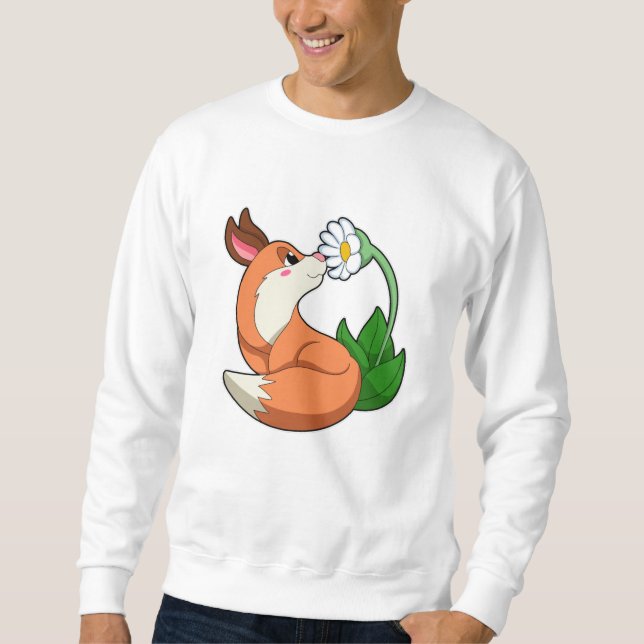 Sweatshirt Renard avec fleurs blanches (Devant)