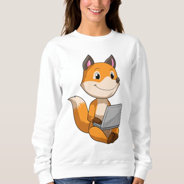 Sweatshirt Renard avec ordinateur portable (Devant)