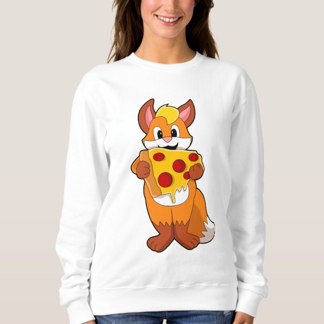 Sweatshirt Renard avec pizza (Devant)