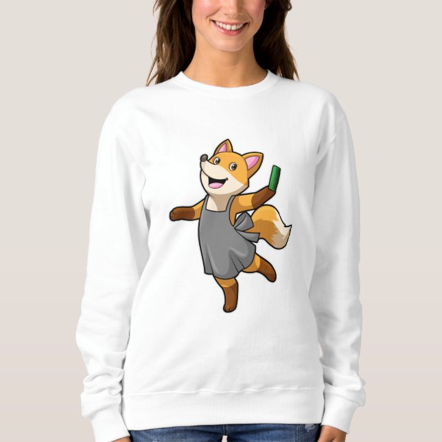 Sweatshirt Renard comme coiffeur avec ciseaux (Devant)