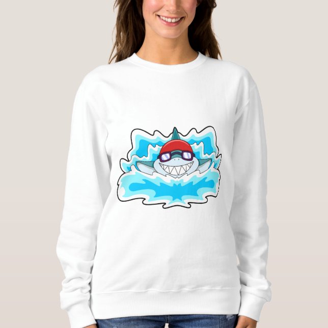 Sweatshirt Requin à nager avec lunettes de natation (Devant)