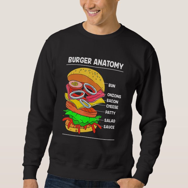 Sweatshirt Restauration Rapide Cheeseburger Anatomie D'Un Bur (Devant)