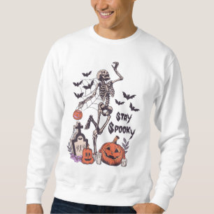Sweatshirt Restez Éffrayant Halloween Skeleton Spider Bat Cit