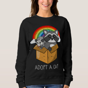 Sweatshirt Retro Adopter Un Chat Chats Interdit Raccoon Oposs