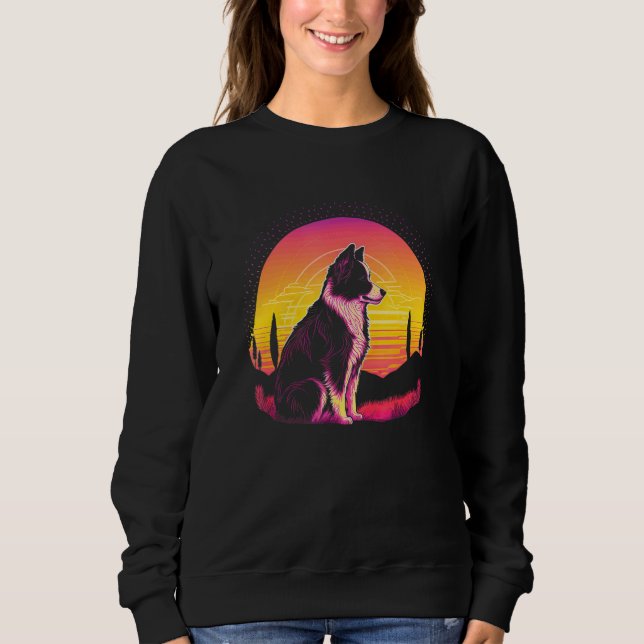 Sweatshirt Retro Aesthetic Border Collie dog (Devant)