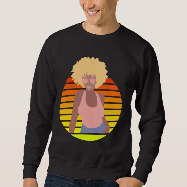 SWEATSHIRT RETRO AFRO QUEEN - REINE AFRO-AMÉRICAINE (Devant)