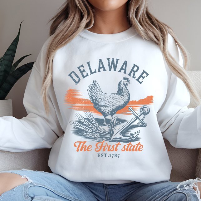 Sweatshirt Retro Delaware State Pride Graphic (Créateur téléchargé)
