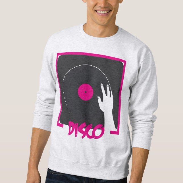 Sweatshirt Retro Disco Vinyl Record Design (Devant)