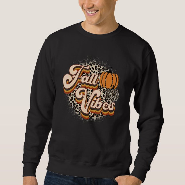 Sweatshirt Retro Fall Vibes Leopard Pumpkin Happy Thanksgivin (Devant)