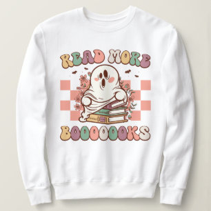 Sweatshirt Retro Halloween Lire plus Livre Boom Ghost Student
