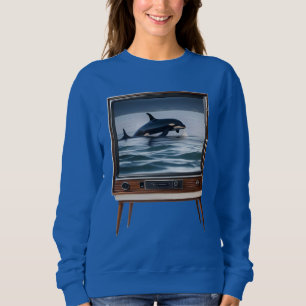 Sweatshirt Retro Orca Rehaussant la conception de la télévisi