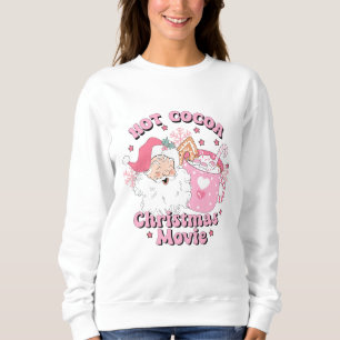 Sweatshirt Retro Pink Père Noël Noël Hot Cocoa Holiday