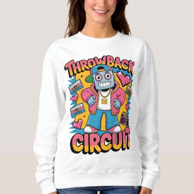 Sweatshirt Retro Robot 90s Design Hip hop - Fun Cartoon Throw (Devant)