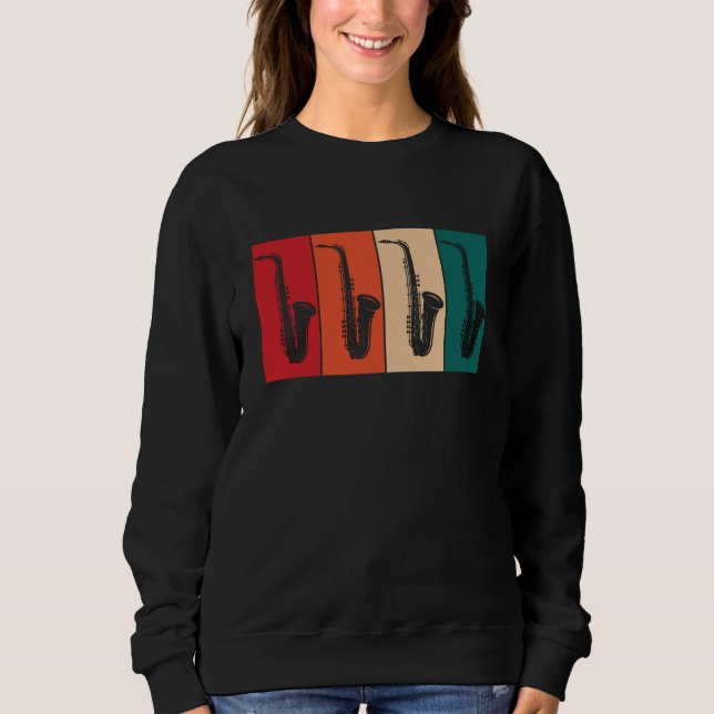 Sweatshirt Retro Saxophone Sheet Music Alto Saxophone Reed (Devant)