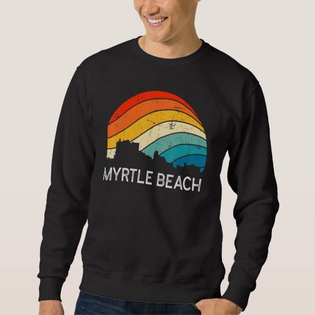 Sweatshirt Retro South Carolina City Myrtle Beach Skyline Vin (Devant)