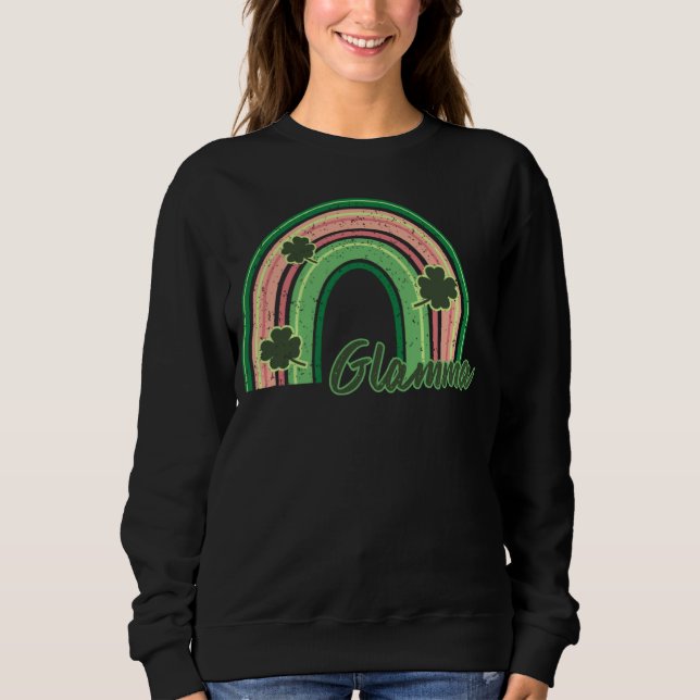 Sweatshirt Retro St Patrick s day Glamma  Rainbow Shamrock Pa (Devant)