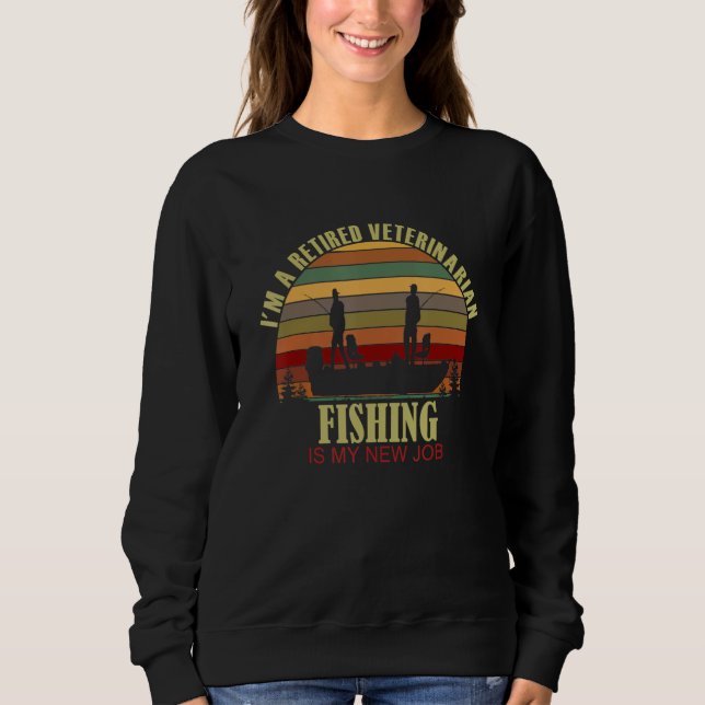 Sweatshirt Retro Sunset Boat Retired VETERINARIAN New Job Fis (Devant)