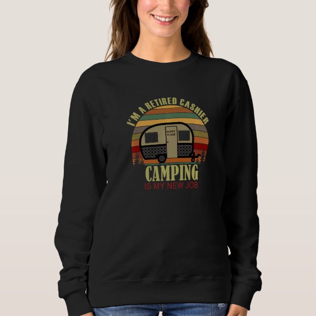 Sweatshirt Retro Sunset Camper Retired CASHIER New Job Campin (Devant)