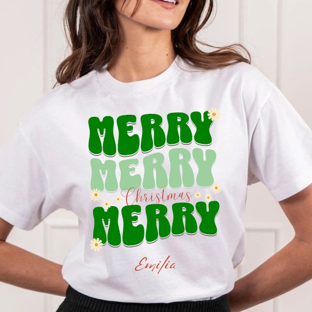 Sweatshirt Retro Super Joyeux Noël Script Nom vert (Créateur téléchargé)