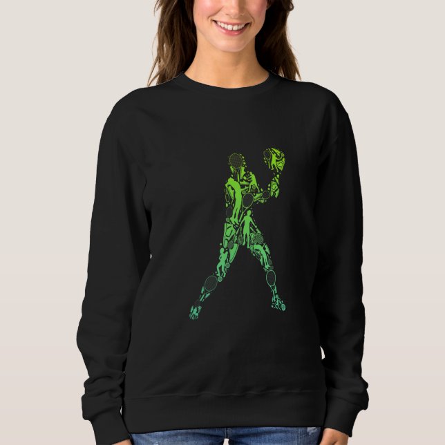 Sweatshirt Retro tennis player match ball man with bat (Devant)