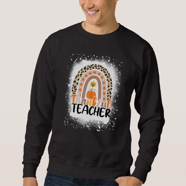 Sweatshirt Retro Thanksgiving Teacher Thankful Teacher Rainbo (Devant)