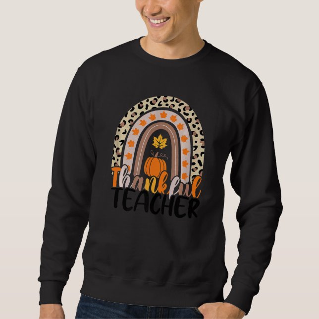 Sweatshirt Retro Thanksgiving Teacher Thankful Teacher Rainbo (Devant)