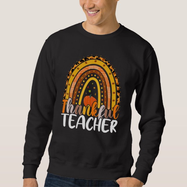 Sweatshirt Retro Thanksgiving Teacher Thankful Teacher Rainbo (Devant)