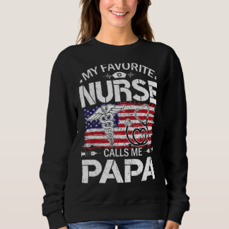 Sweatshirt Retro Us Drapeau Mon Infirmière Préférée M'Appelle