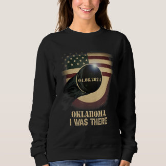 Sweatshirt Retro US Flag Total Solar Eclipse 2024 Oklahoma
