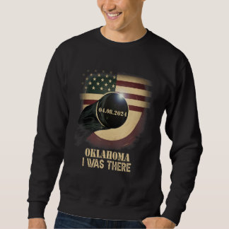Sweatshirt Retro US Flag Total Solar Eclipse 2024 Oklahoma