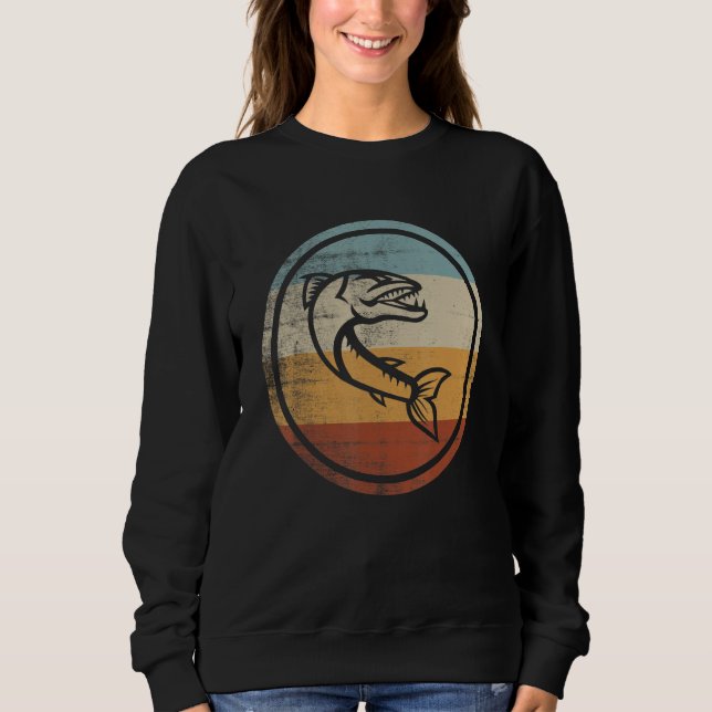 Sweatshirt Retro Vintage Fishing Barracuda Fish (Devant)